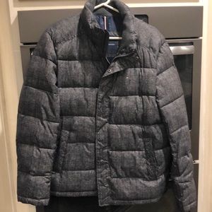 Tommy Hilfiger grey plaid puff coat